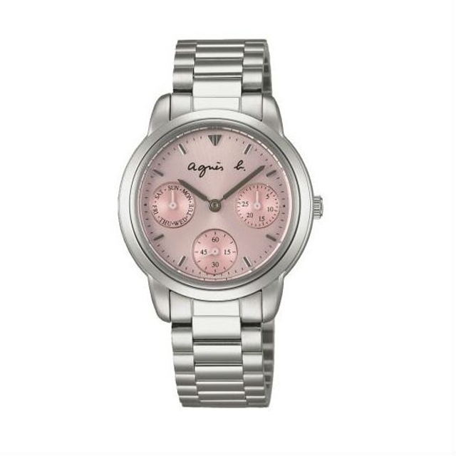 agnes b 經典時尚腕錶/粉紅面32mm VD75-KP90N(BP6007X1)