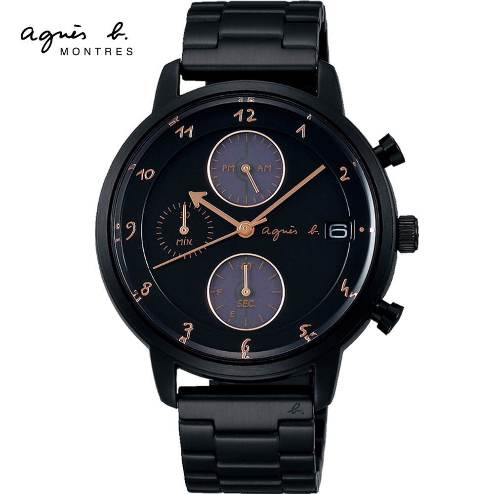 agnes b. 法式簡約太陽能計時腕錶(VR43-KLJ0SD)BZ6005X1