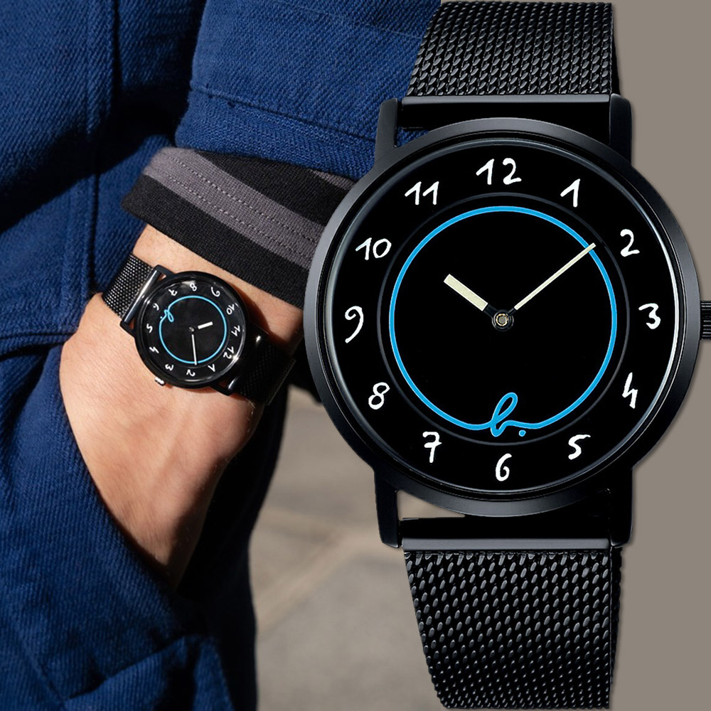 agnes b. 35周年特別版 霓虹中性手錶-淺藍/33.8mm(BJ5023X1/VJ20-KVP0SD)