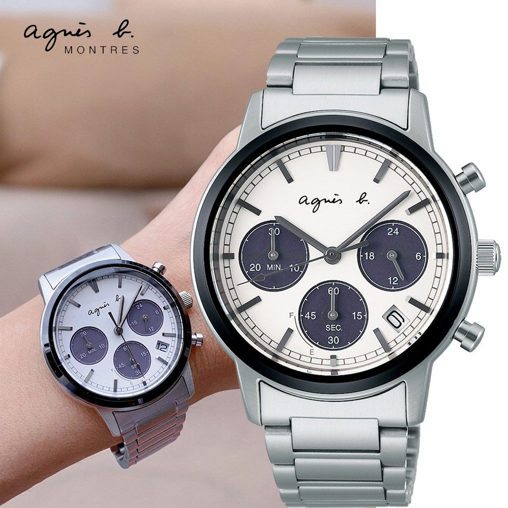 agnes b. 法式簡約太陽能計時腕錶VR42-KPJ0S(BZ5011X1)