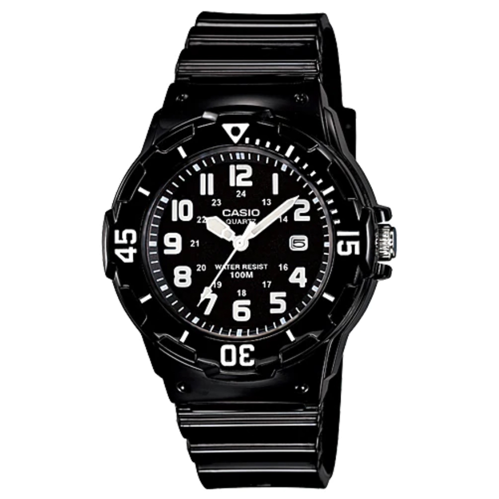 CASIO 新一代女用潛水風格概念休閒錶-黑錶帶白數字LRW-200H-1B