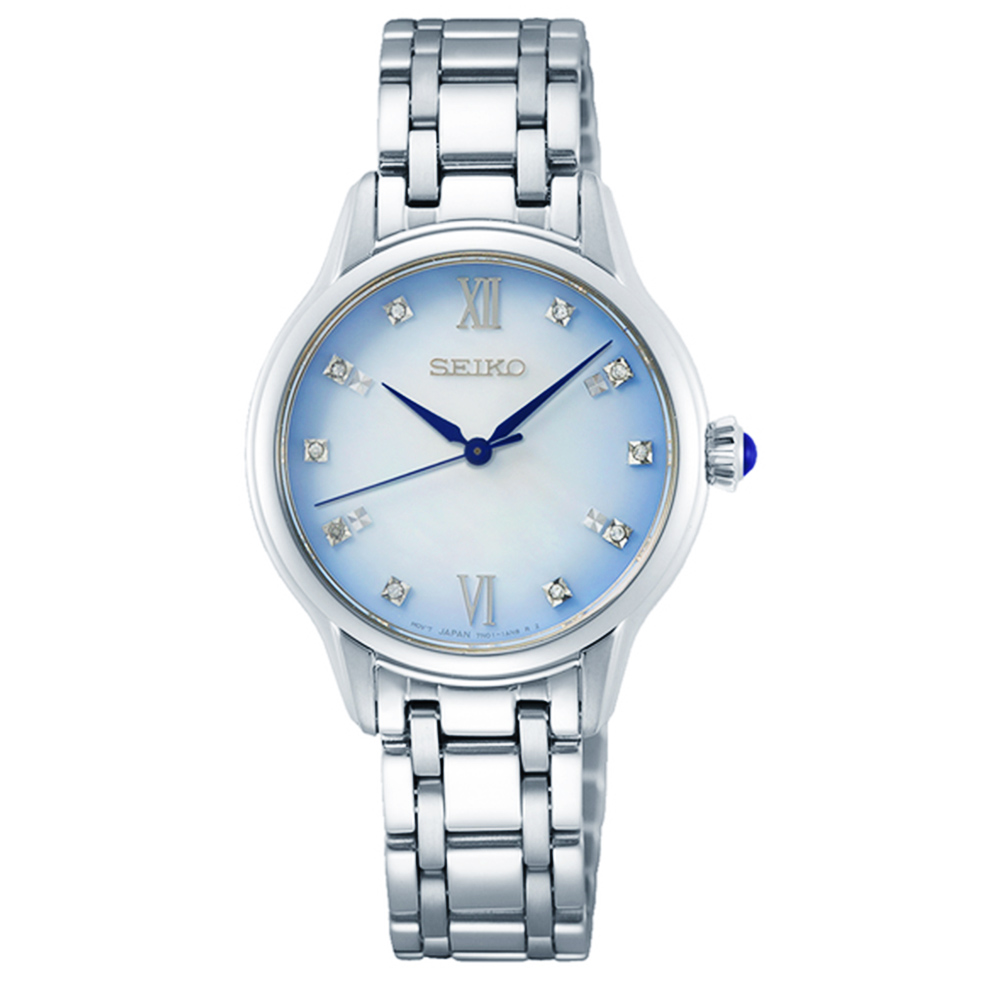 【SEIKO】精工 140周年 SRZ539P1 羅馬字 藍寶石鏡面 鋼錶帶女錶 7N01-0KV0S 藍 29.5mm