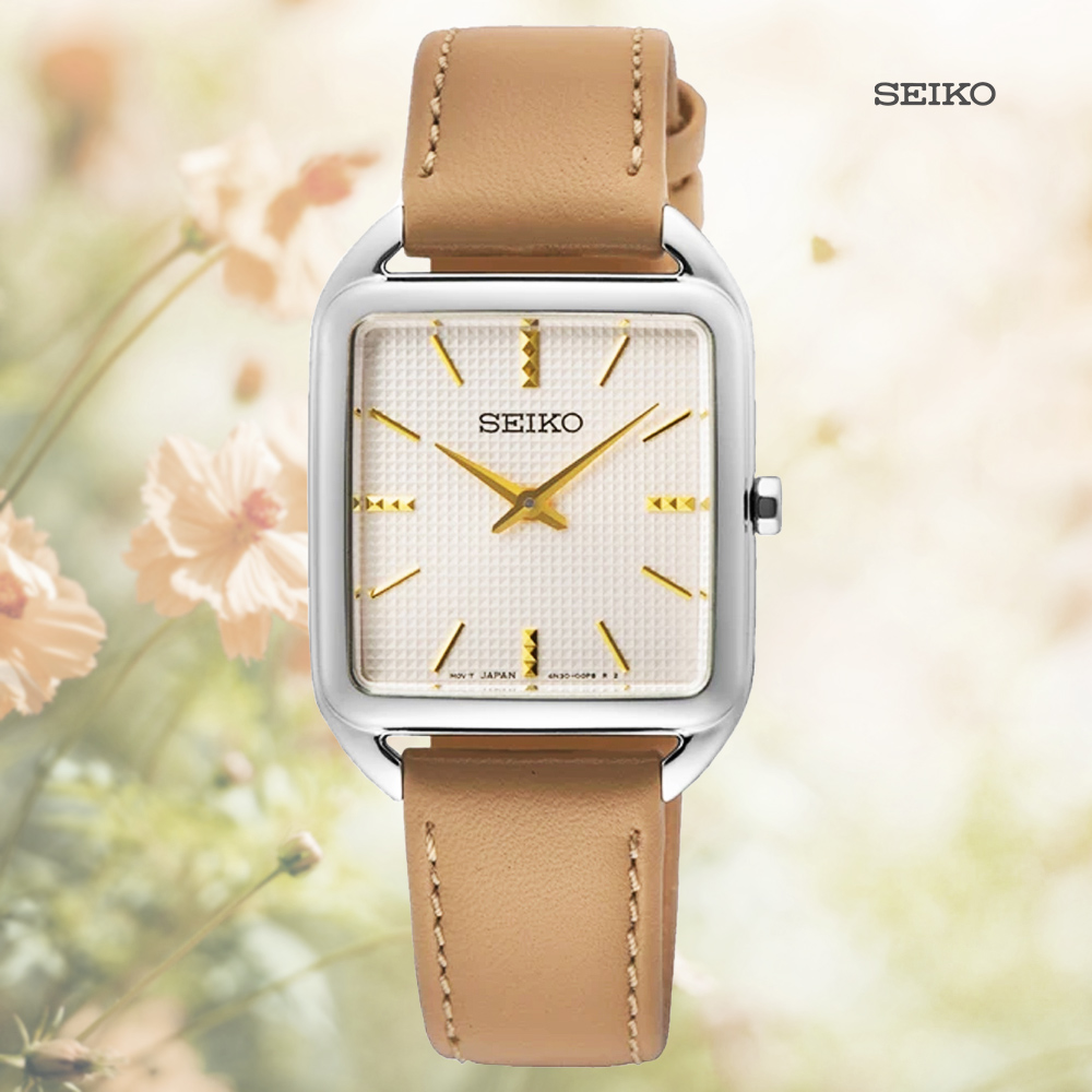 SEIKO 精工 CS系列 長方形 簡約雙針OL都會淑女腕錶-銀色(SWR089P1/4N30-00L0P)