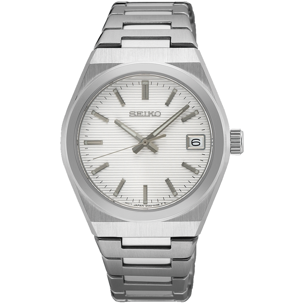 SEIKO 精工 CS系列經典條紋時尚腕錶/銀/34mm (6N42-00N0S/SUR573P1)