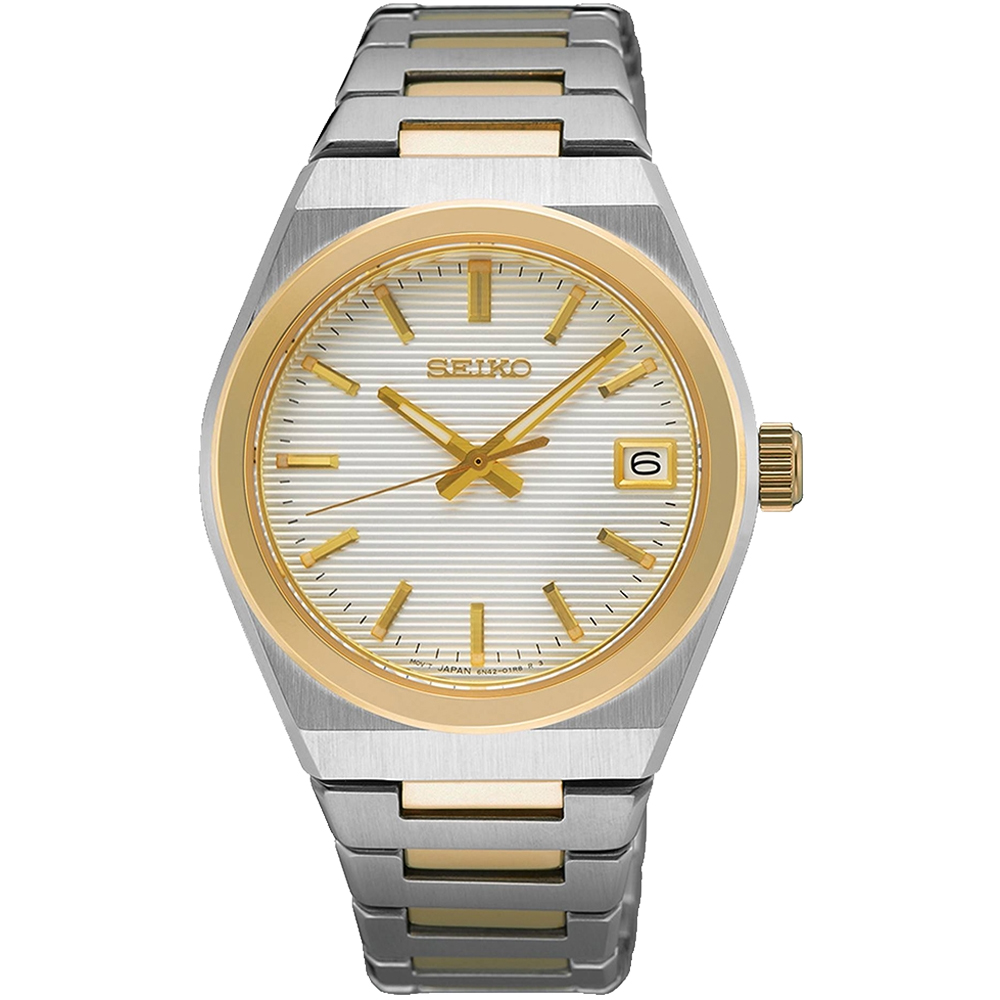 SEIKO 精工 CS系列經典條紋時尚腕錶/銀X金/34mm (6N42-00N0KS/SUR578P1)