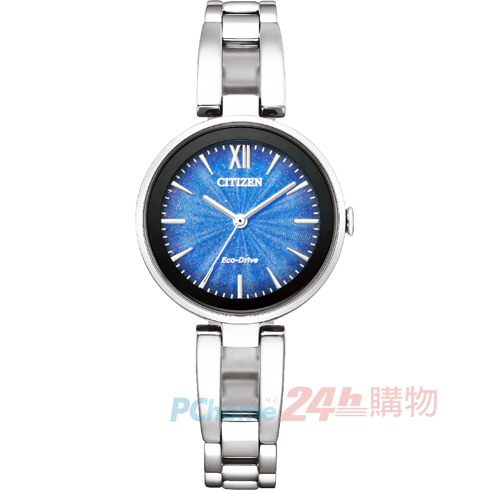CITIZEN 星辰 Eco-Drive 光動能手環式腕錶-EM0807-89L 藍色