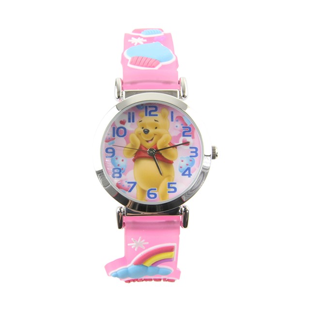 【Disney】小熊維尼｜立體造型橡膠兒童錶-活潑粉/WP-3K1119P-006PK