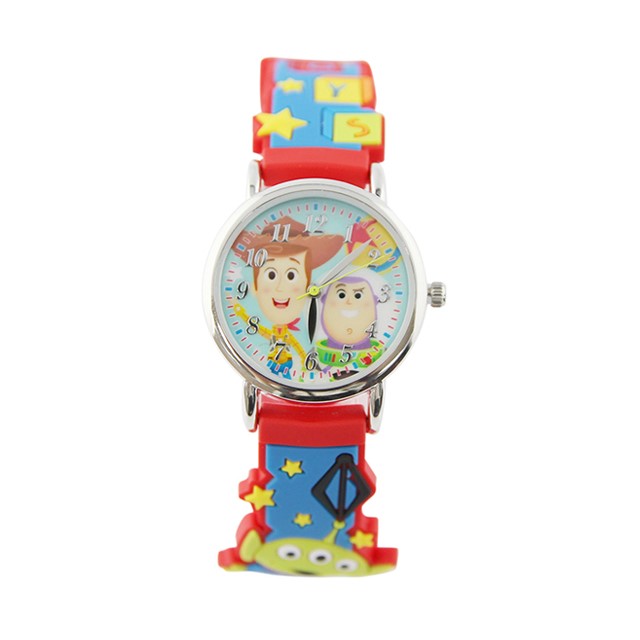 【Disney】玩具總動員｜胡迪、巴斯｜造型橡膠錶帶兒童錶-亮眼紅/TS-3K2398P-004RD