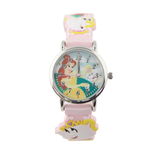 【Disney】公主系列｜貝兒｜造型橡膠兒童錶-公主粉/PS-3K2398P-007LP