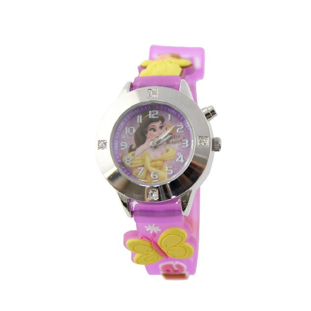 【Disney】公主系列｜貝兒｜造型橡膠兒童錶-奢華紫/PS-3K2112P-005PE