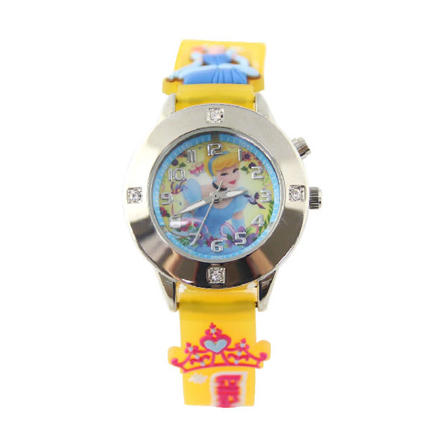 【Disney】公主系列｜仙度瑞拉｜角色橡膠兒童錶-亮眼黃/PS-3K2112P-003YW
