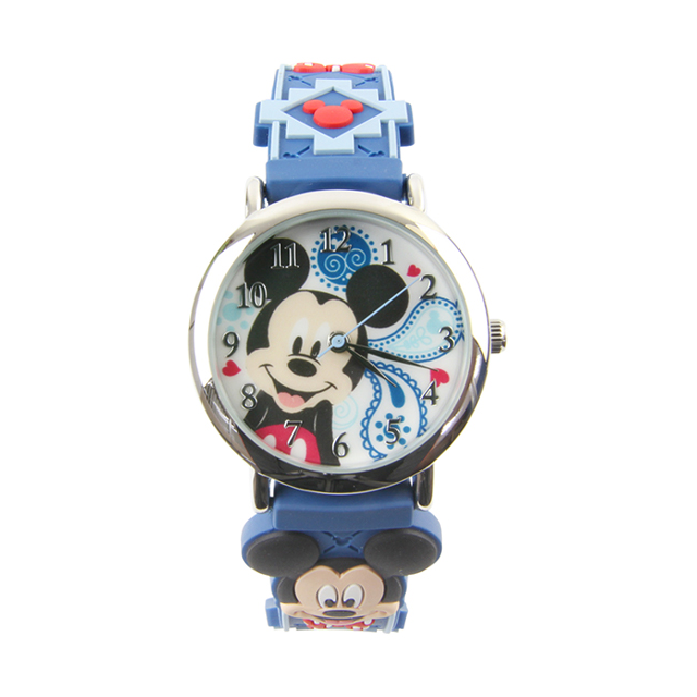 【Disney】米奇可愛Ｑ版｜造型橡膠錶帶兒童錶-帥氣藍/MK-3K2199P-008DB