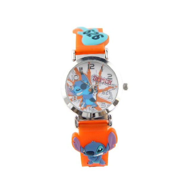 【Disney】史迪奇｜造型橡膠兒童錶-活潑橘/LS-3K1119P-034OE