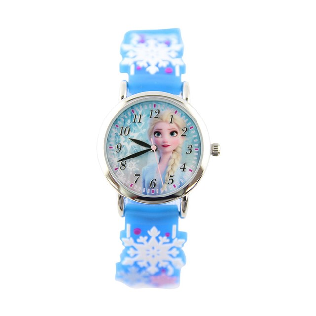 【Disney】公主系列｜艾莎、安娜｜角色造型橡膠兒童錶-雪花藍/FR-3K2398P-006BE