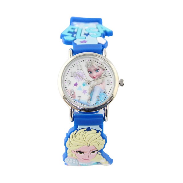 【Disney】公主系列｜艾莎｜角色造型橡膠兒童錶-雪藍款/FR-3K2398P-001BE