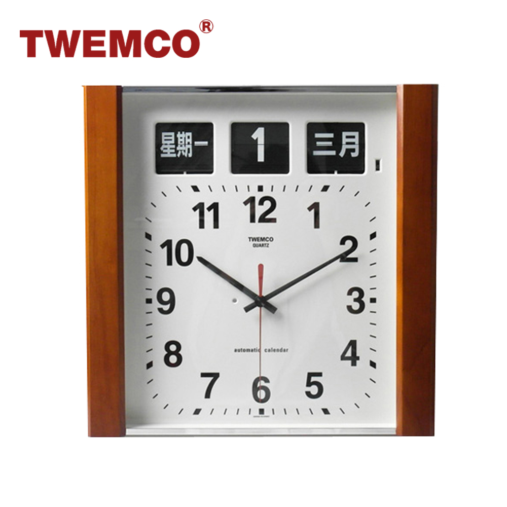 TWEMCO 機械式翻頁鐘 德國機芯 中文萬年曆 掛鐘 BQ-15 深色-木質