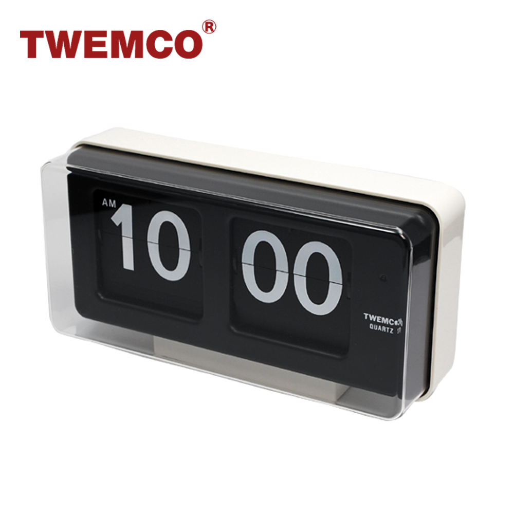 TWEMCO 機械式翻頁鐘 德國機芯 大數字可壁掛及桌放 BQ-50 白色