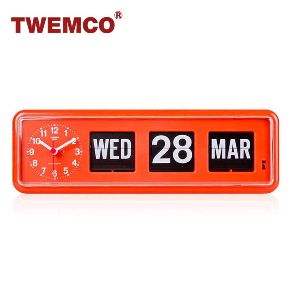 TWEMCO 機械式翻頁鐘 德國機芯 英文萬年曆 可壁掛及桌放 BQ-38 橘色