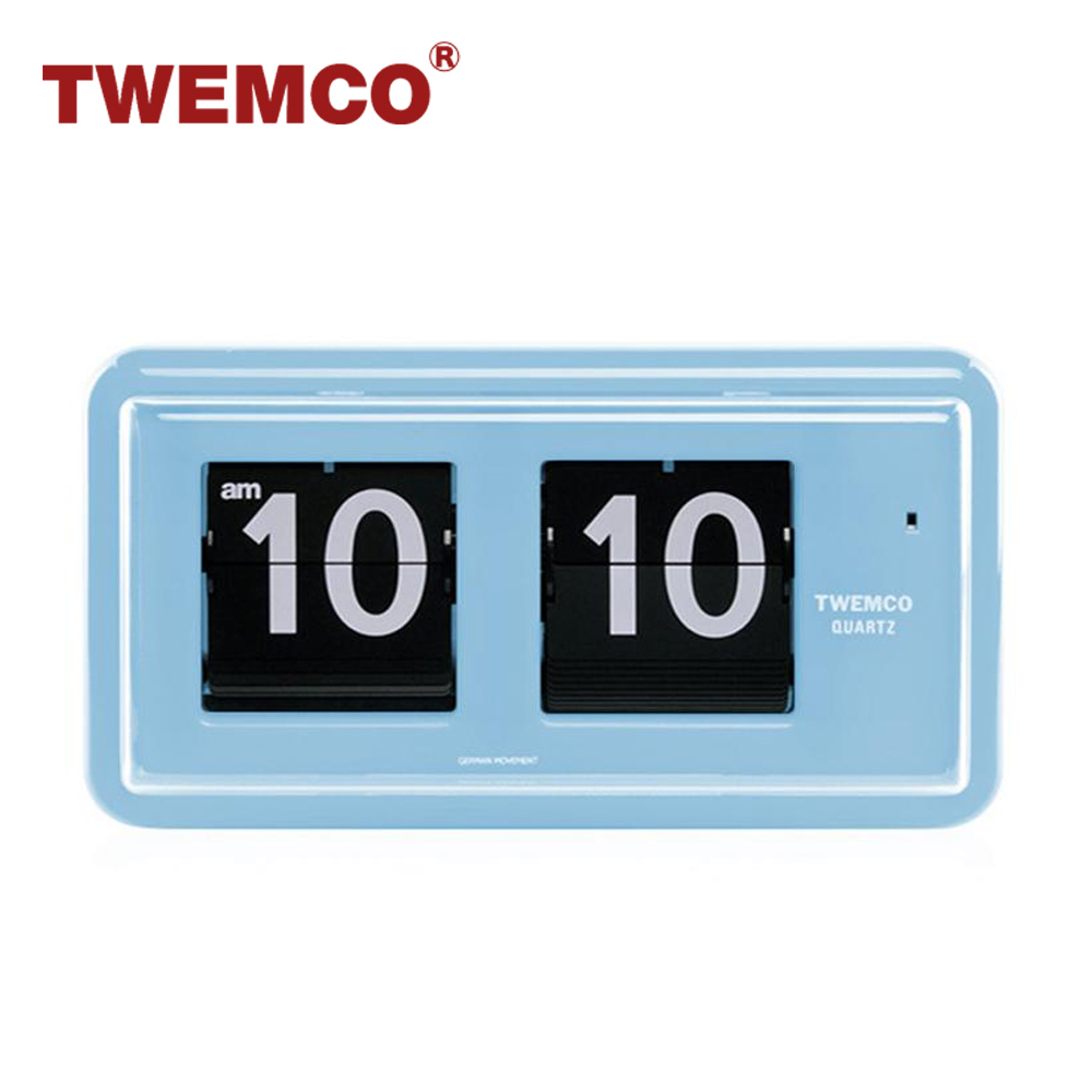 TWEMCO 機械式翻頁鐘 德國機芯 方形可壁掛及桌放 QT-30 藍色