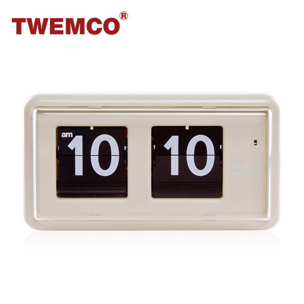 TWEMCO 機械式翻頁鐘 德國機芯 方形可壁掛及桌放 QT-30 米色
