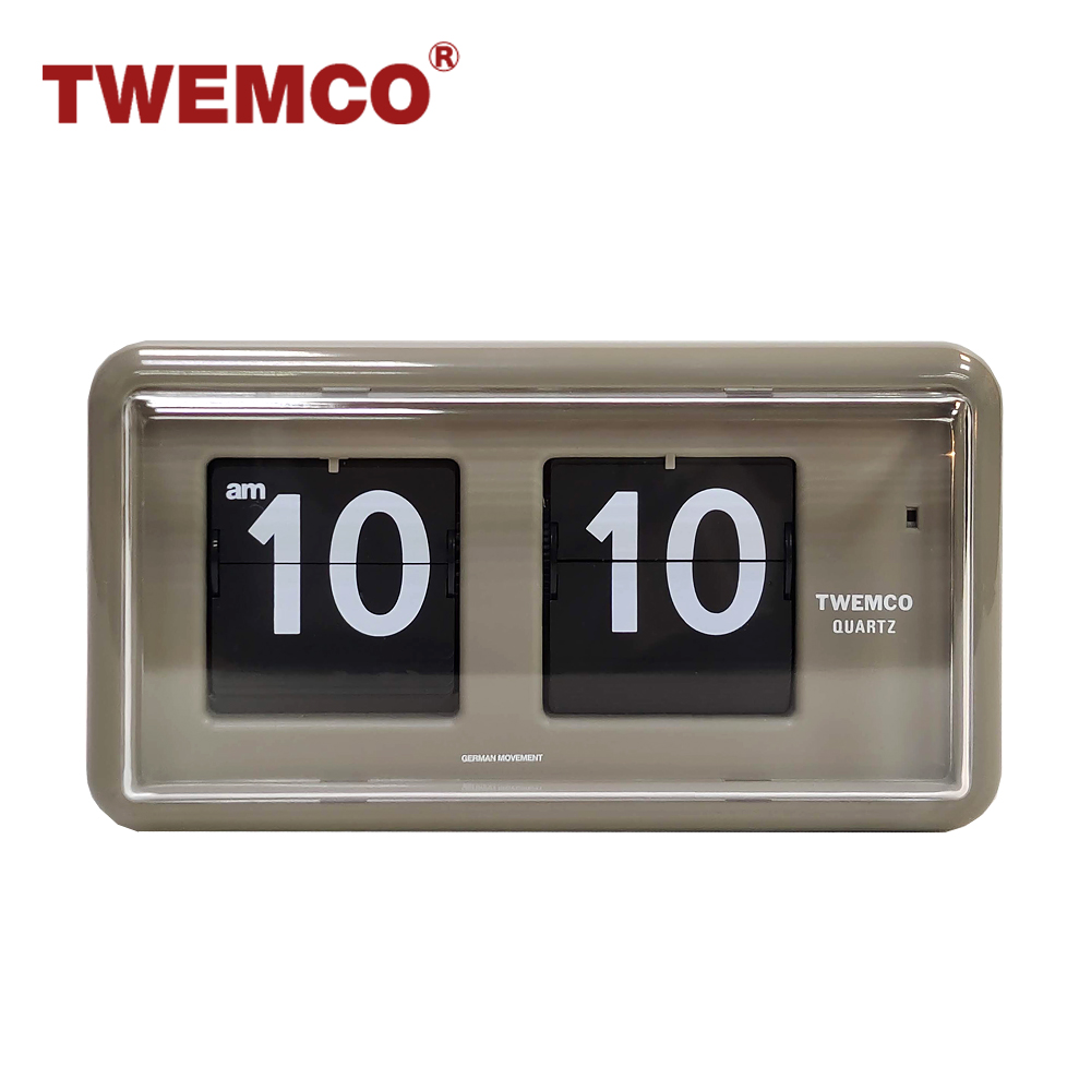 TWEMCO 機械式翻頁鐘 德國機芯 方形可壁掛及桌放 QT-30 灰色