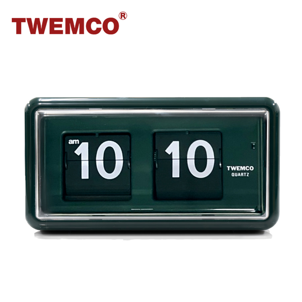 TWEMCO 機械式翻頁鐘 德國機芯 方形可壁掛及桌放 QT-30 墨綠色