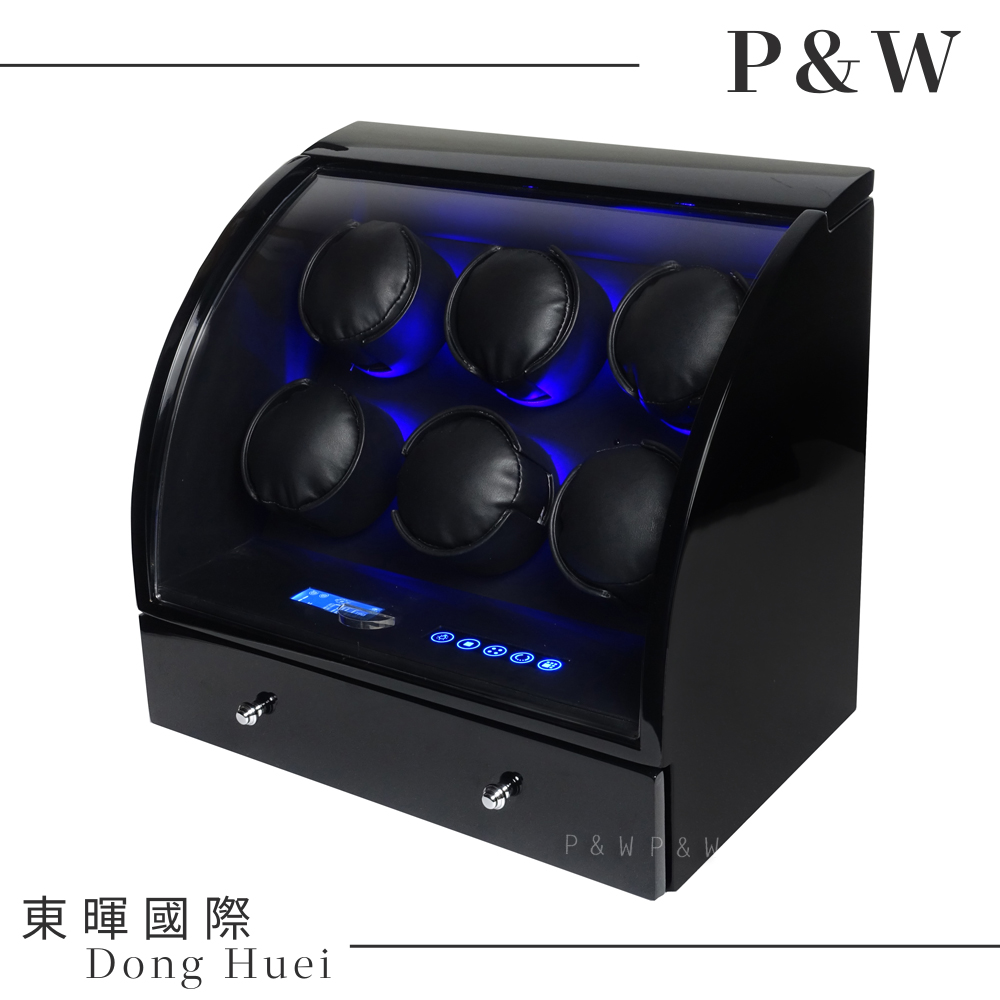 【P&W手錶自動上鍊盒】【大錶專用】6+3支裝 觸控式面板 LED顯示 遙控功能 動力儲存盒 機械錶專用