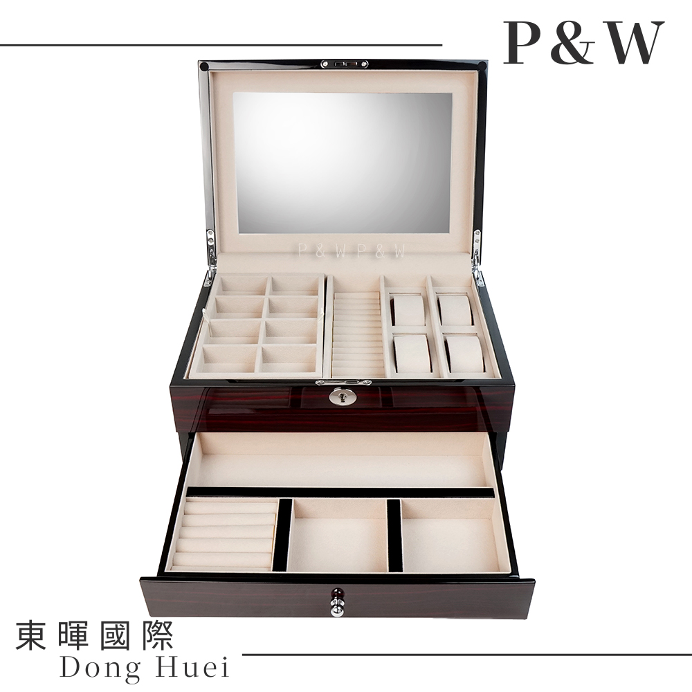 【P&W珠寶收藏盒】【手工精品】木質鋼琴烤漆 首飾盒+錶盒
