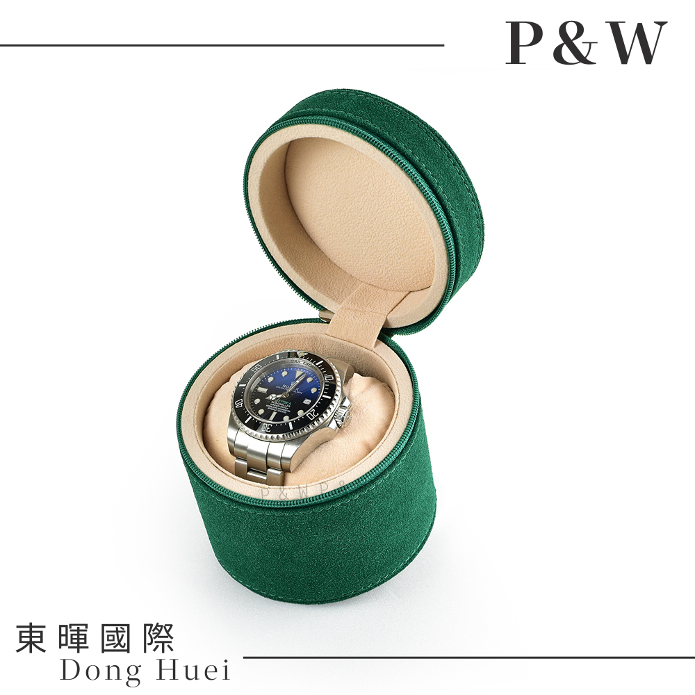 【P&W名錶收藏盒】【綠色磨砂皮質】1支裝 手工精品 錶盒
