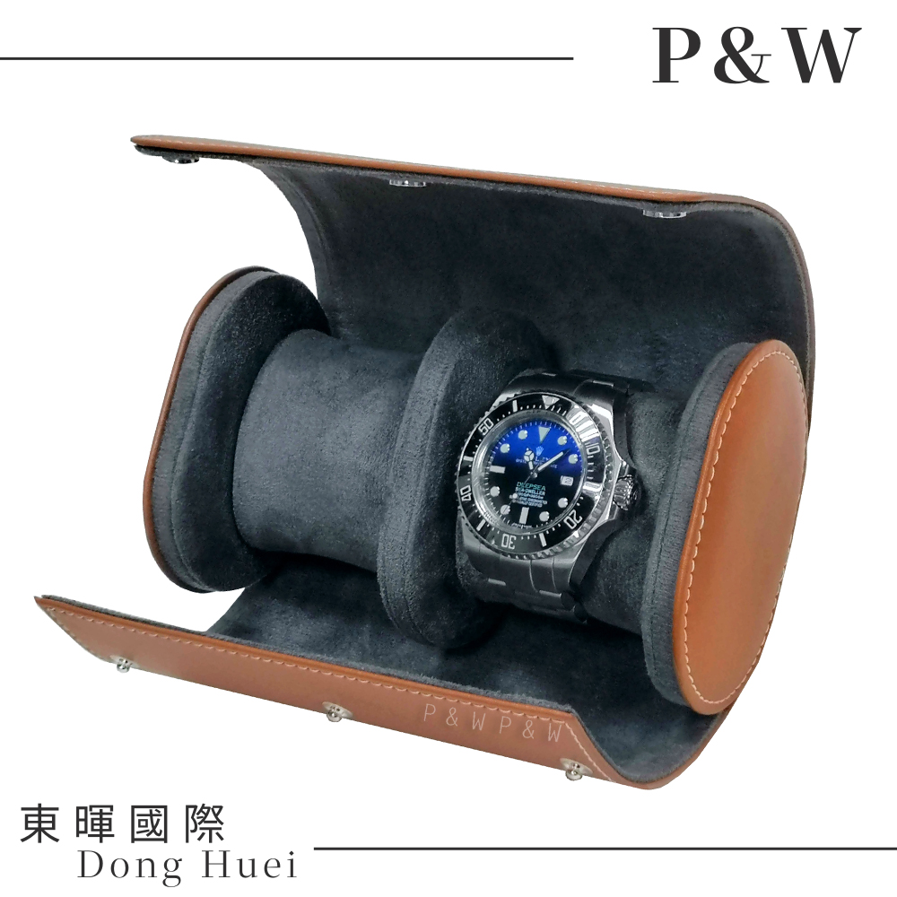 【P&W名錶收藏盒】【棕色皮革】2支裝 手工精品 錶盒