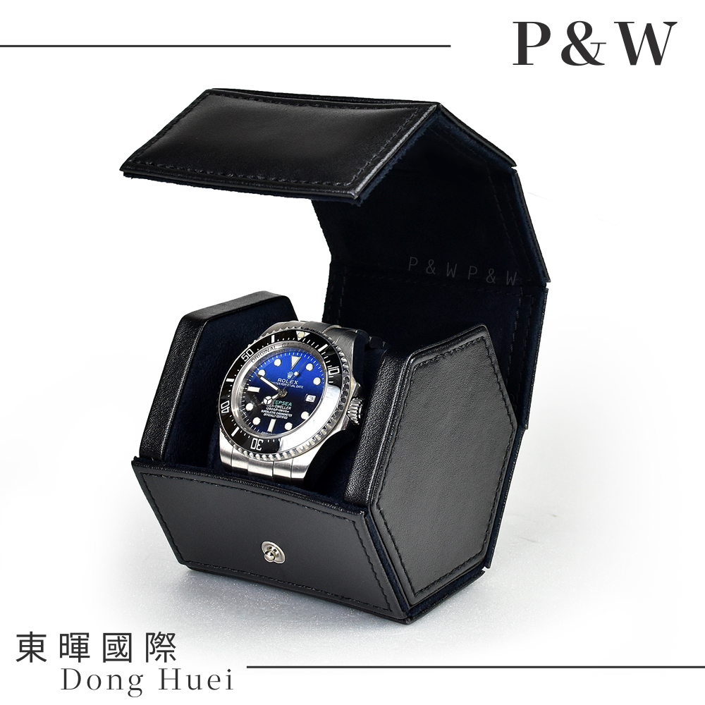 【P&W名錶收藏盒】【黑色皮革】1支裝 手工精品 錶盒