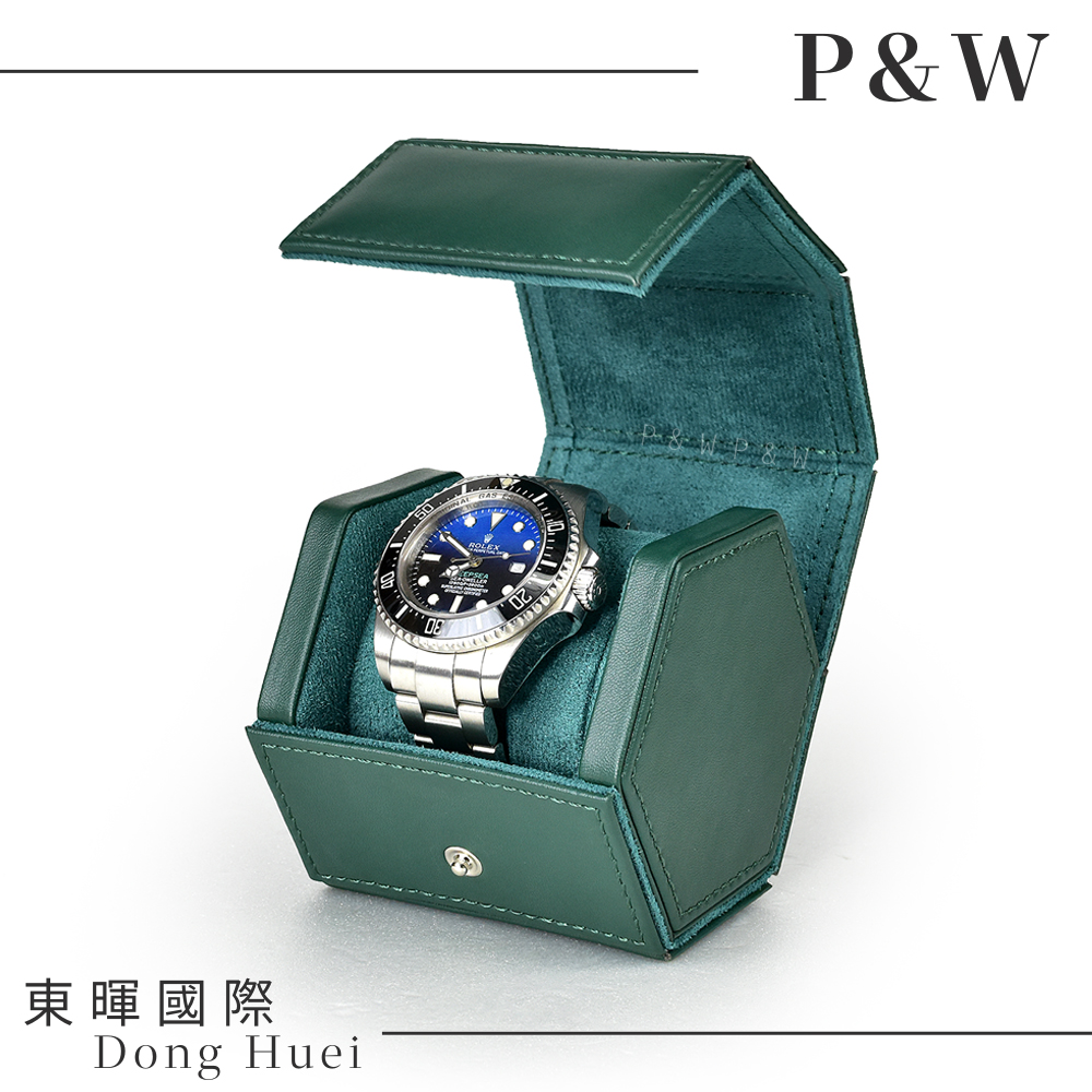 【P&W名錶收藏盒】【綠色皮革】1支裝 手工精品 錶盒