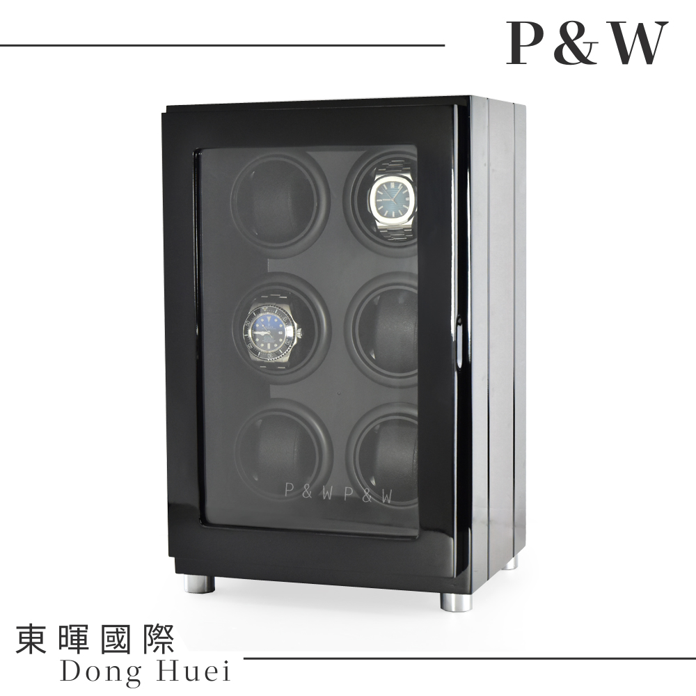 【P&W手錶自動上鍊盒】6支裝 5種轉速 矽膠錶枕 大錶專用 觸控面板 LED顯示 遙控功能 機械錶專用