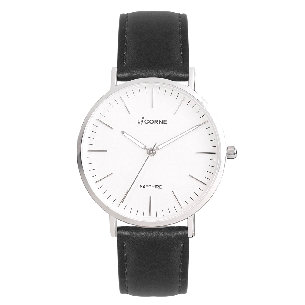 【LICORNE力抗錶】極簡主義清新風格紳士手錶 (白/黑LT146MWWB)