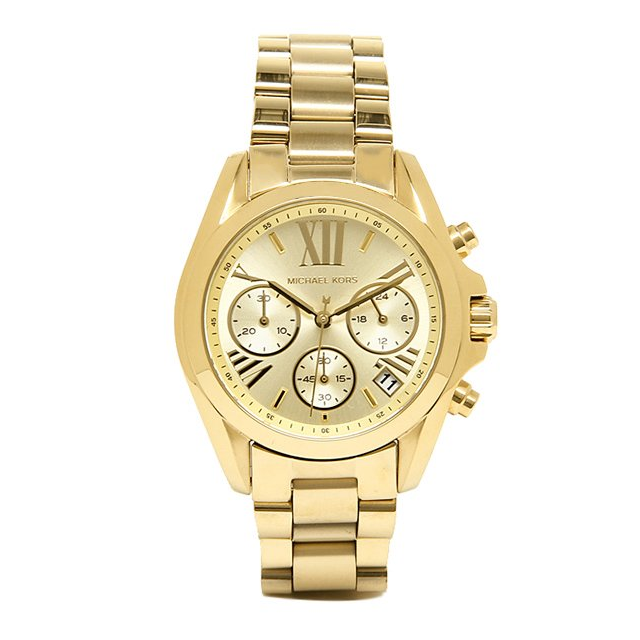 【Michael Kors】美式經典羅馬時標氣質鋼帶腕錶-耀眼金/MK5798