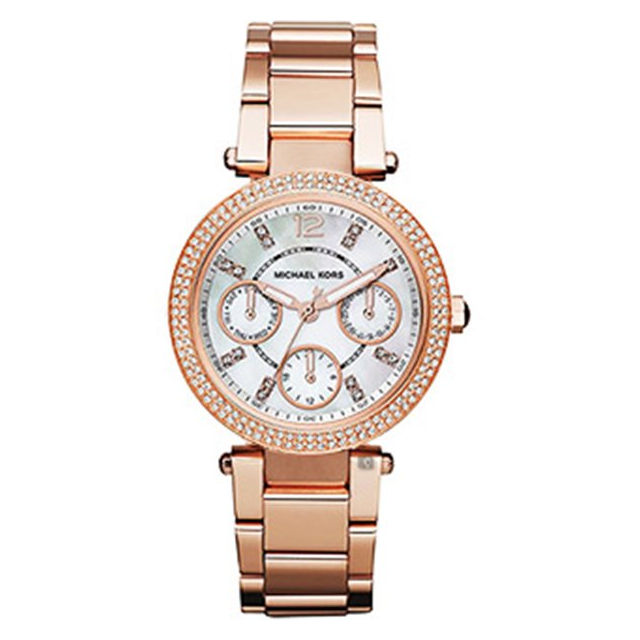 【Michael Kors】美式經典極致璀燦時尚鋼帶腕錶-晶鑽玫/MK5616