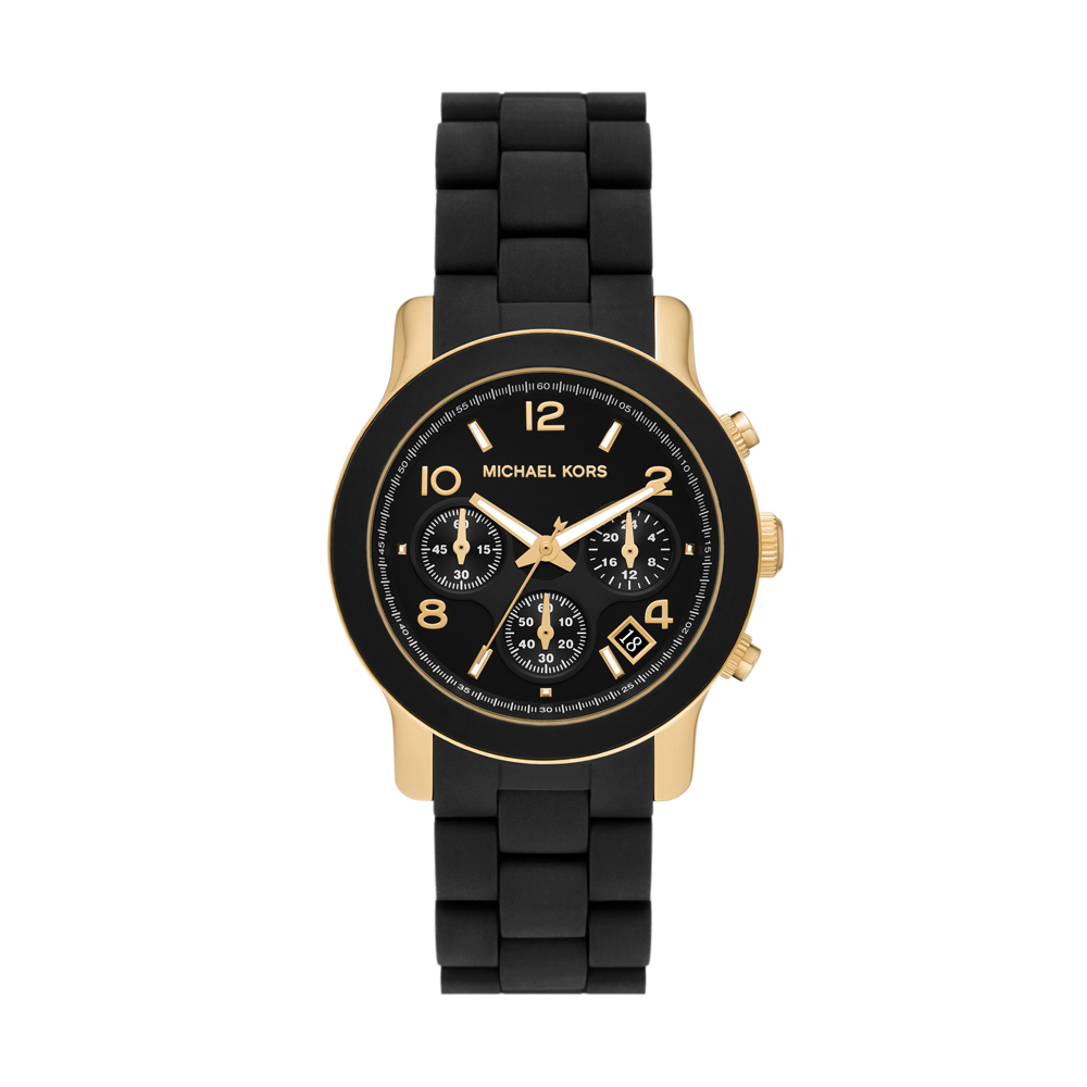 Michael Kors 迷人都會風情時尚腕錶-黑X金