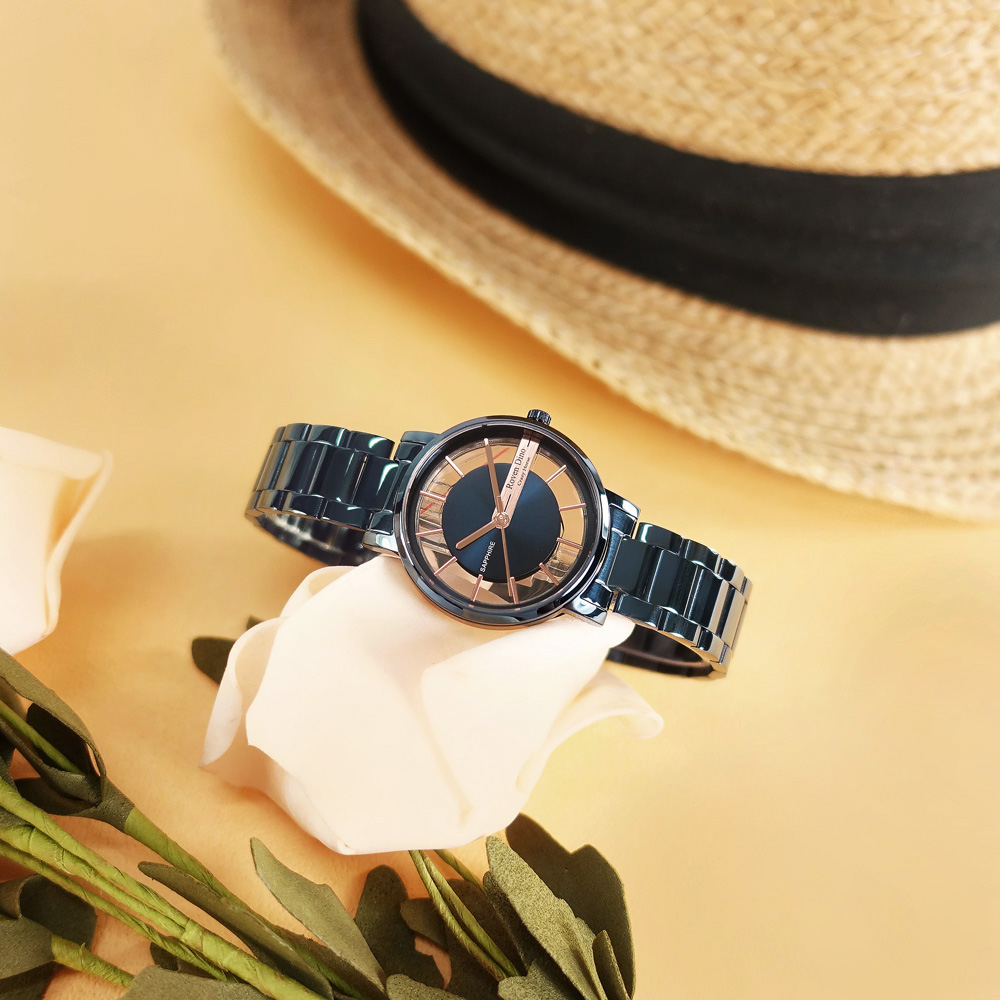 羅梵迪諾 Roven Dino / RD6097BUL / 鏤空設計 藍寶石水晶玻璃 不鏽鋼手錶 鍍藍 30mm