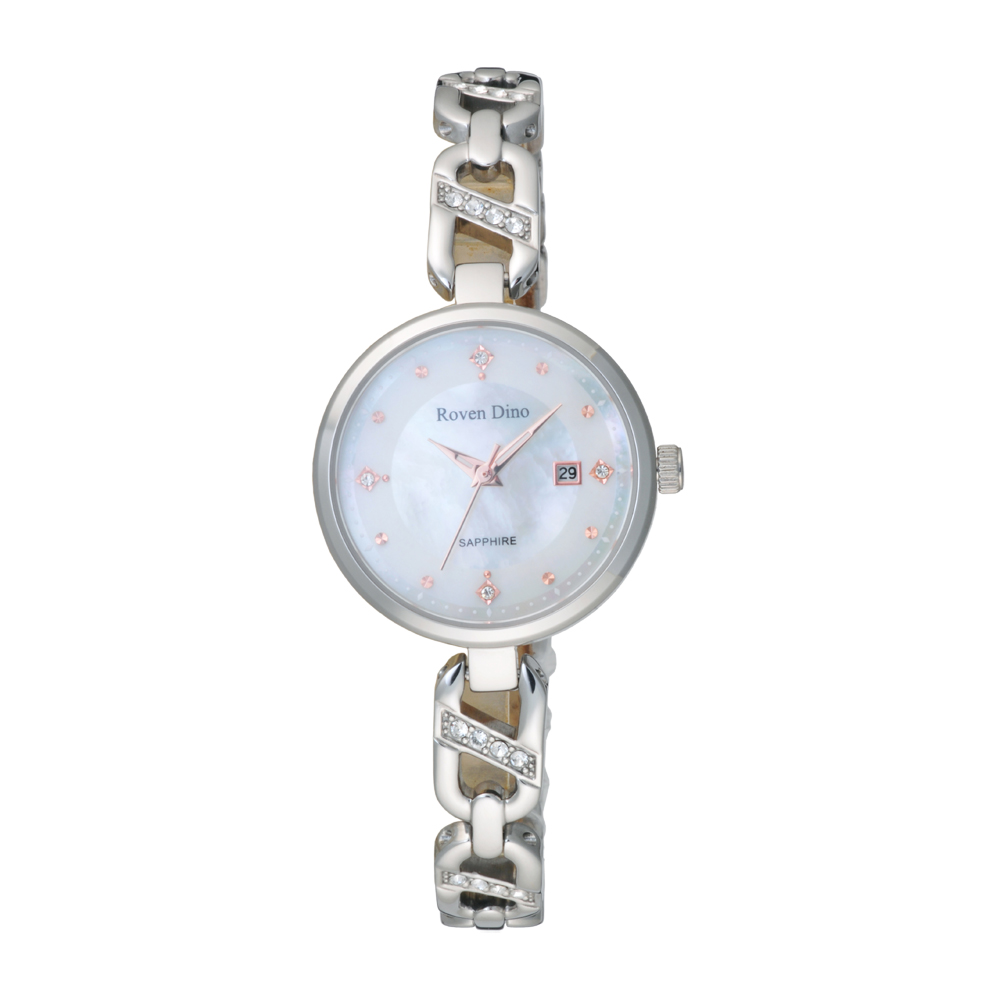 Roven Dino羅梵迪諾 美麗佳人時尚腕錶-銀X白