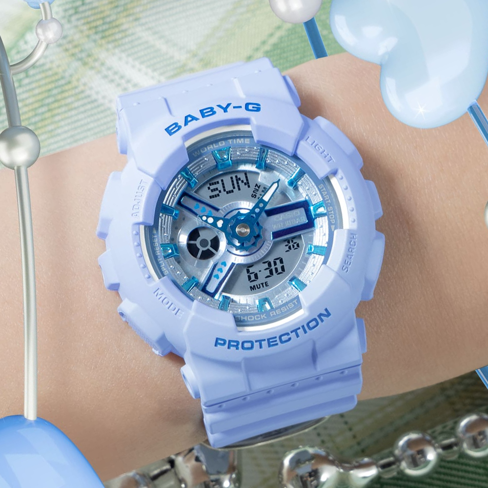 CASIO BABY-G Y2K 活力繽紛雙顯計時錶/水藍/BA-110YK-2A