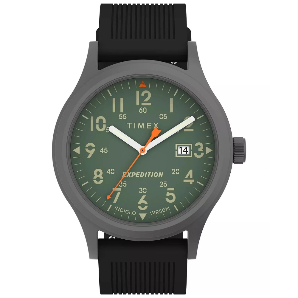 【TIMEX】天美時 遠徵系列 40毫米探險風格 矽膠錶帶手錶(綠x黑 TXTW4B30200)