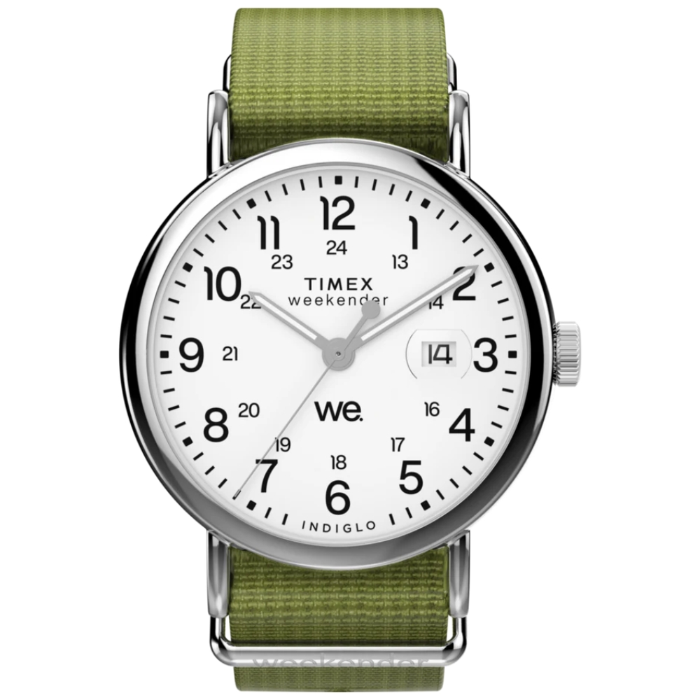【TIMEX】天美時 週末系列 每天都是休假日 40毫米休閒風格手錶 (白x綠 TXTW2W86000)