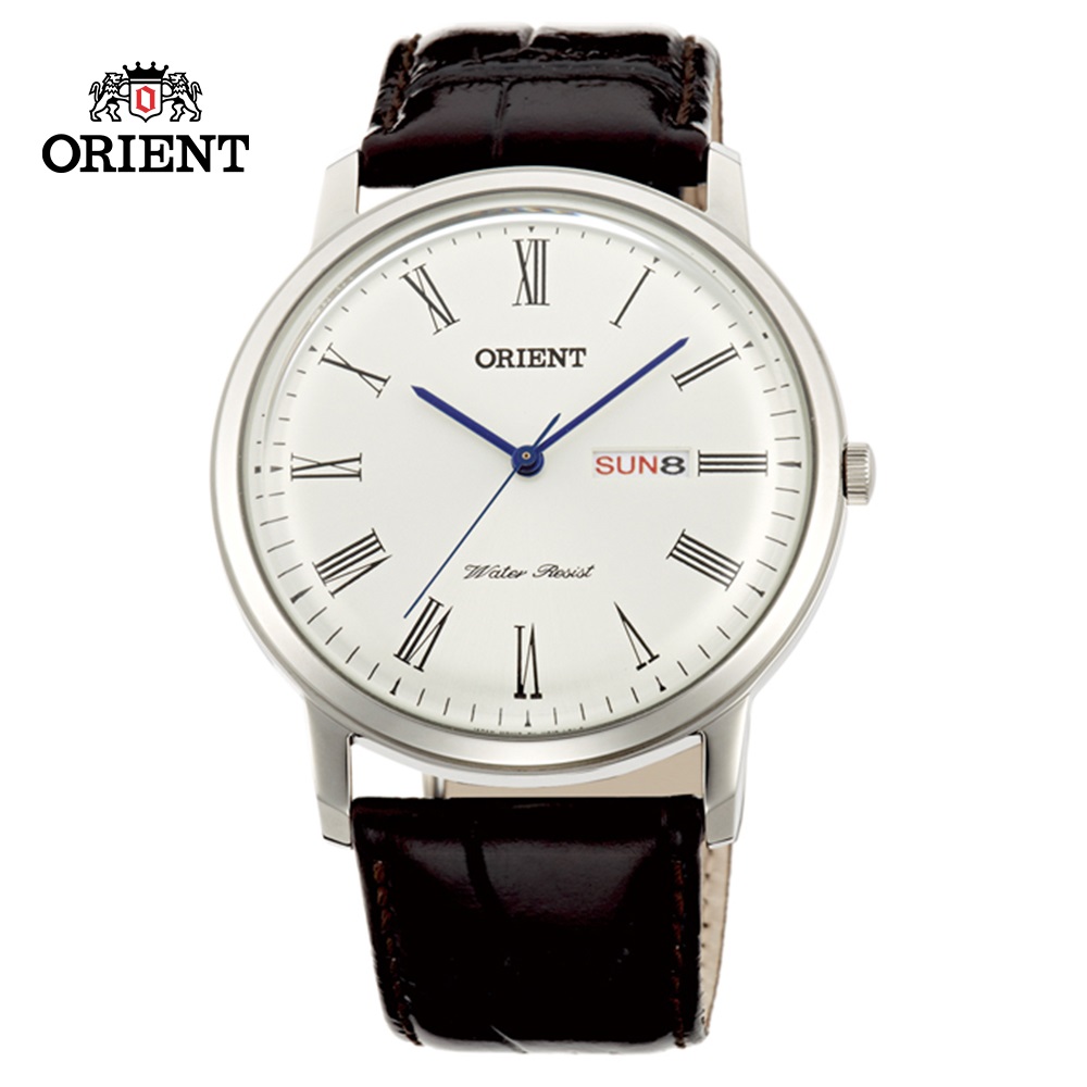 ORIENT東方錶 CLASSIC DESIGN系列 羅馬數字日期星期顯示石英錶 銀色 FUG1R009W - 40.5mm