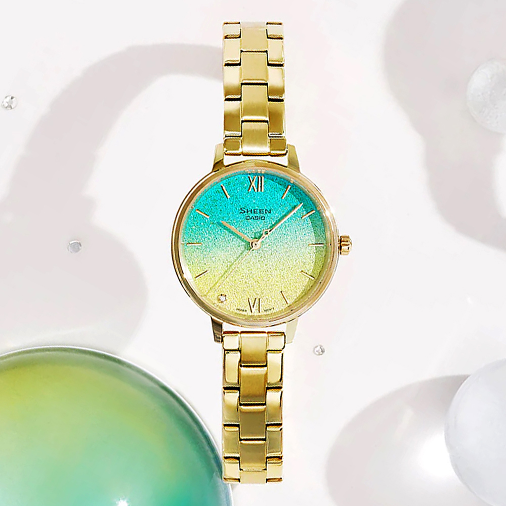 CASIO 卡西歐 SHEEN 優雅漸層石英女錶(SHE-4548G-2A)