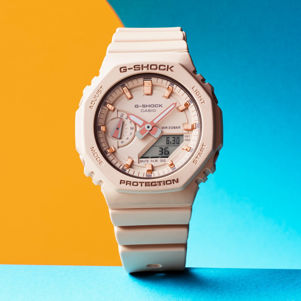 CASIO G-SHOCK 極簡風八角造型計時錶/粉紅/GMA-S2100-4A
