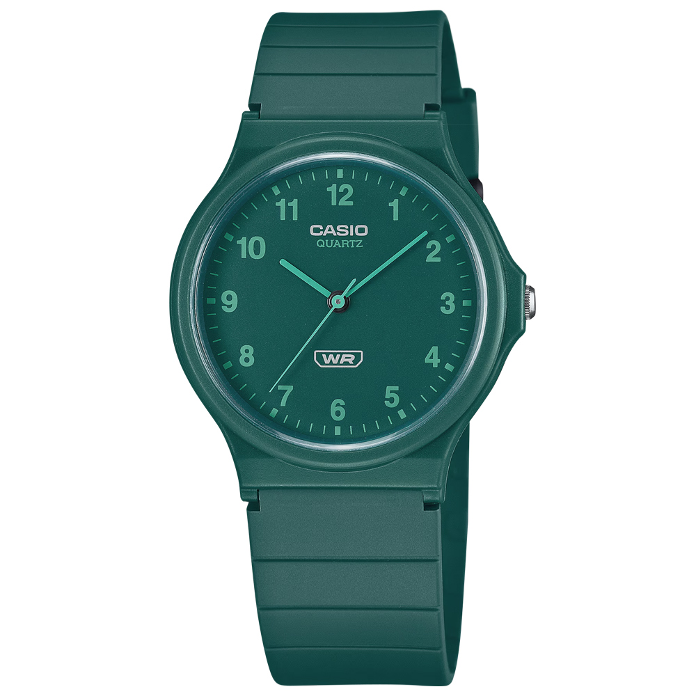 CASIO 卡西歐 / MQ-24B-3B / 簡約百搭 數字時標 日本機芯 橡膠手錶 綠色 33mm