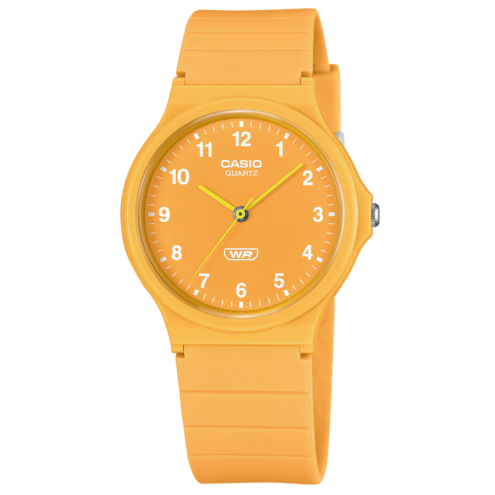 CASIO 卡西歐 / MQ-24B-9B / 簡約百搭 數字時標 日本機芯 橡膠手錶 黃色 33mm