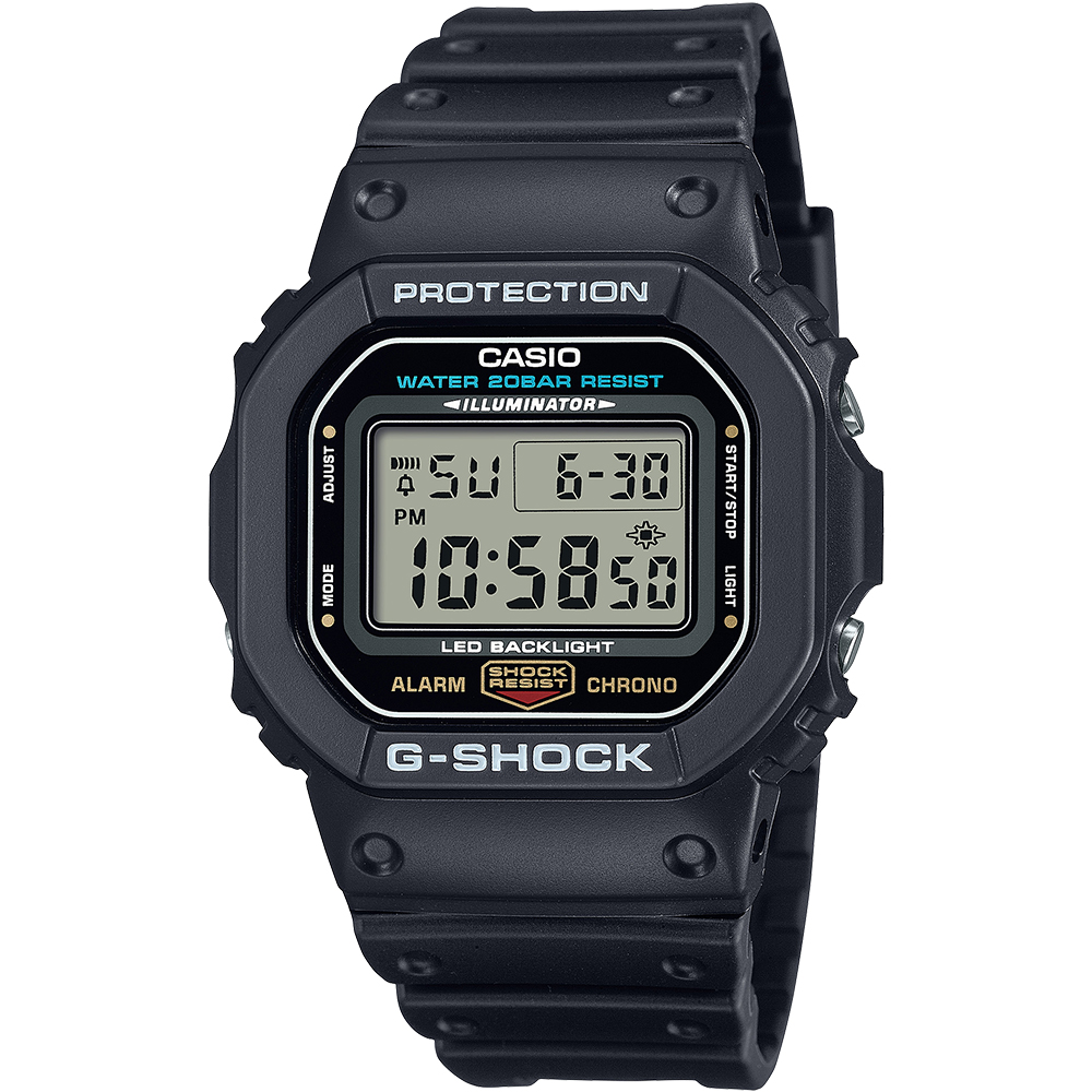 CASIO G-SHOCK 絕對強悍霧黑經典方形計時錶/DW-5600UE-1