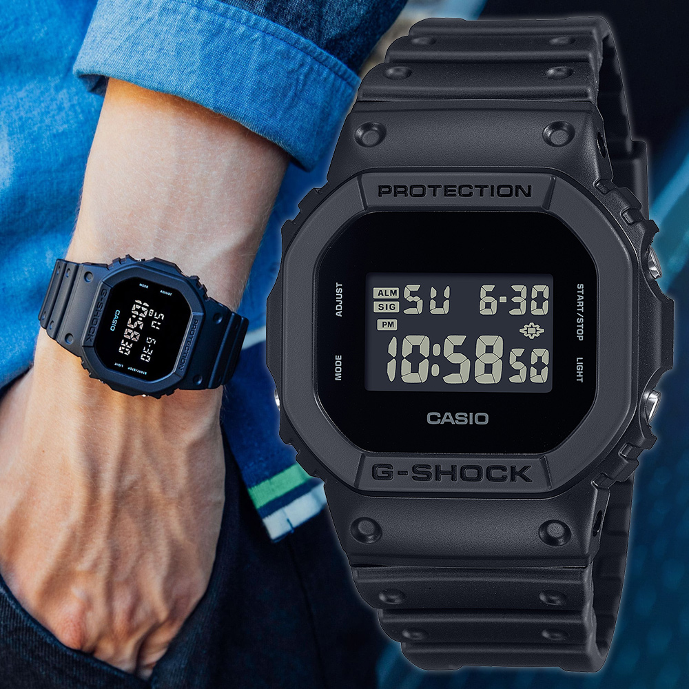 CASIO G-SHOCK 絕對強悍霧黑經典方形計時錶/DW-5600UBB-1