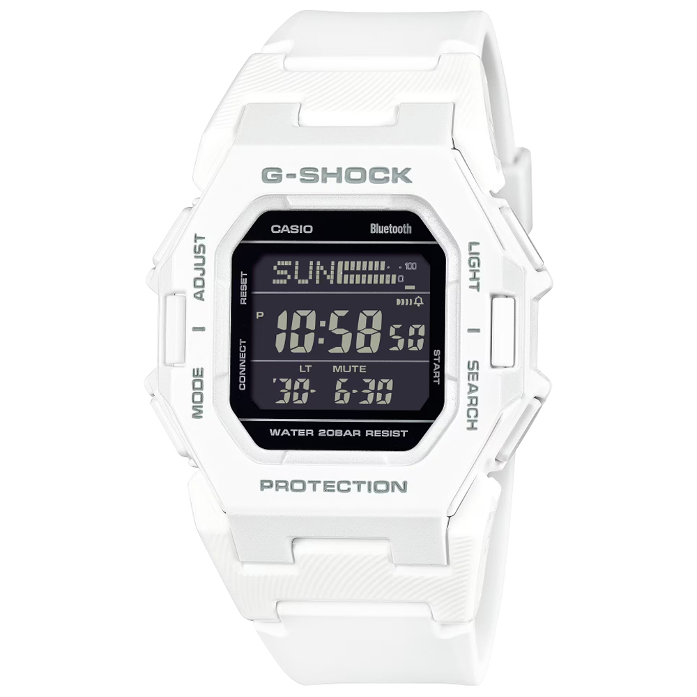 CASIO卡西歐 G-SHOCK 藍芽連線 計步電子腕錶-白 GD-B500-7
